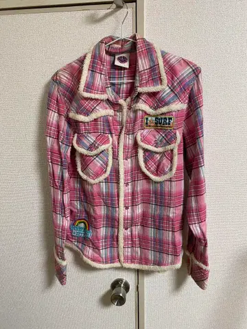 핑크 체크 모모코코 상의