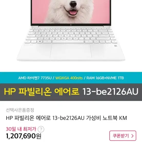 HP에어로13라이젠7램16gb