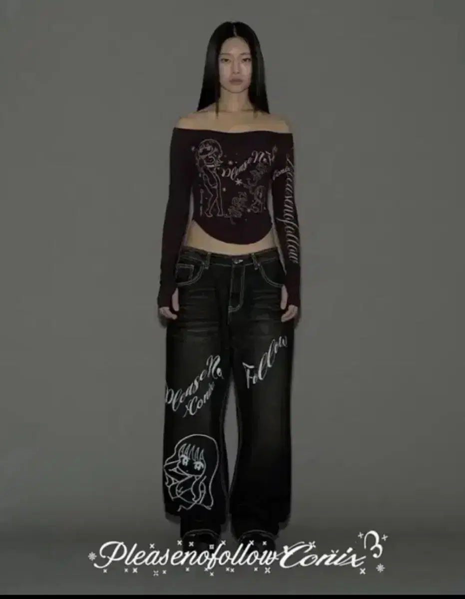 New) Please No Follow PNF Conix denim washed denim pants 2