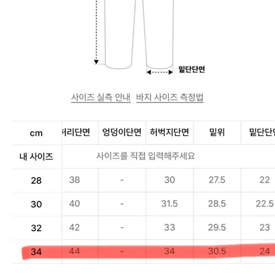 정품 브랜디드 1805 세미와이드 데님팬츠 패턴 청바지 34인치