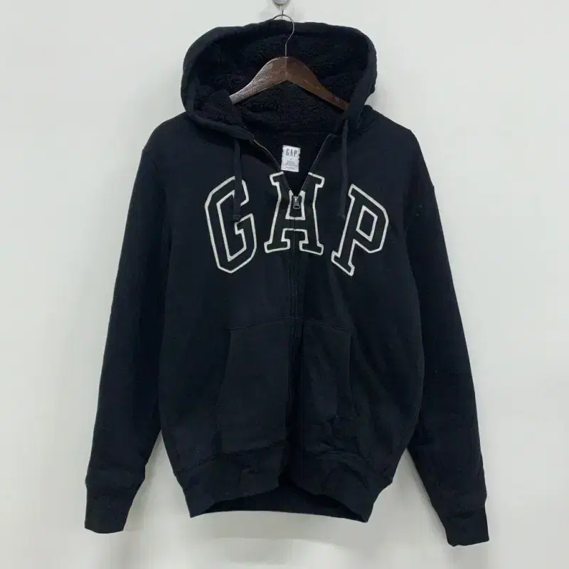 갭 GAP 블랙 약기모 빅로고 후드집업 95 G01747