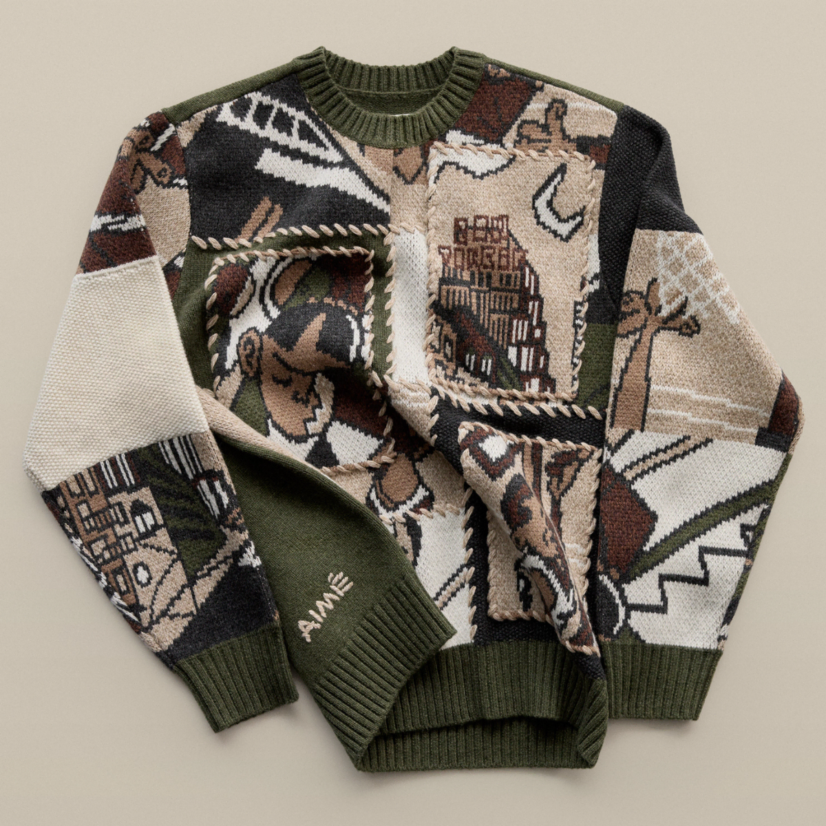 (에메레온도르)Molina Patchwork CrewneckSweater