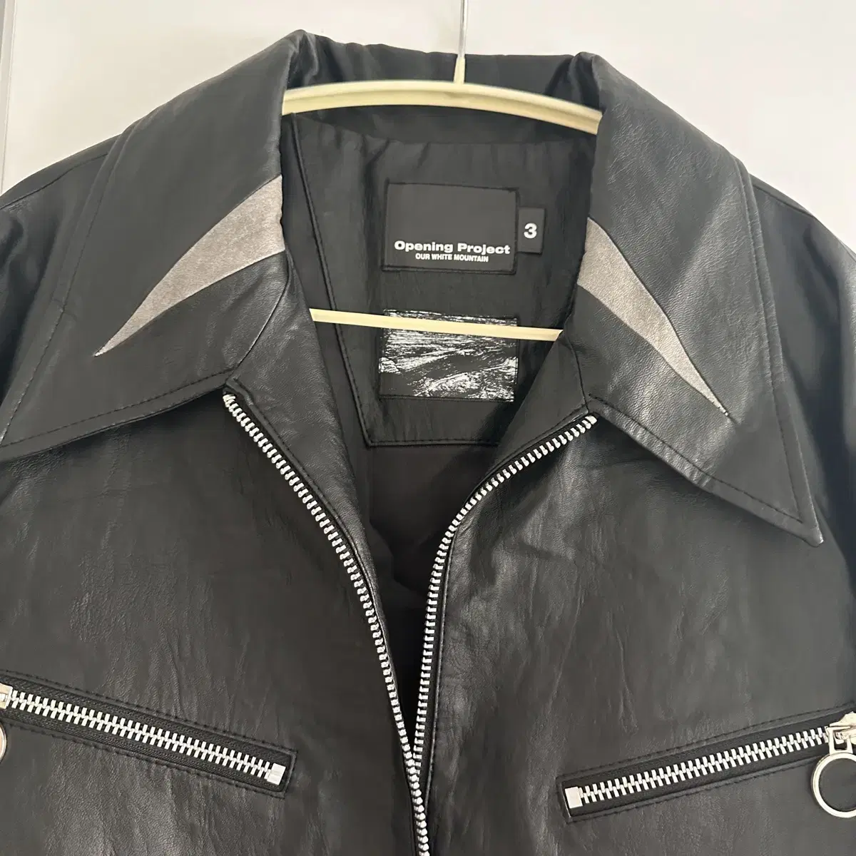 오프닝 프로젝트 Black Leather Biker Jacket