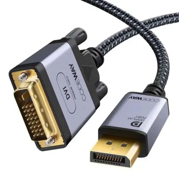 DisplayPort 1.2 to DVI-D 모니터 변환듀얼 케이블 1m