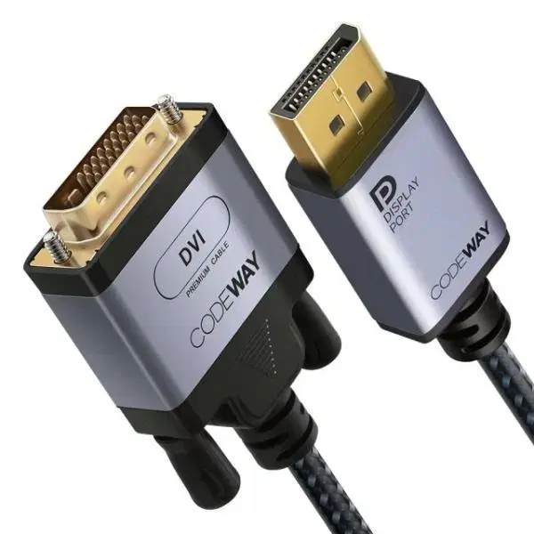 DisplayPort 1.2 to DVI-D 모니터 변환듀얼 케이블 1m