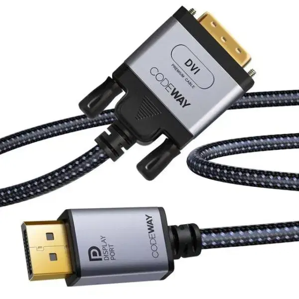 DisplayPort 1.2 to DVI-D 모니터 변환듀얼 케이블 1m