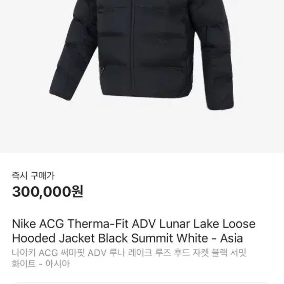 나이키 ACG 패딩 써마핏 ADV 루나 레이크 루즈 후드 자켓 블랙