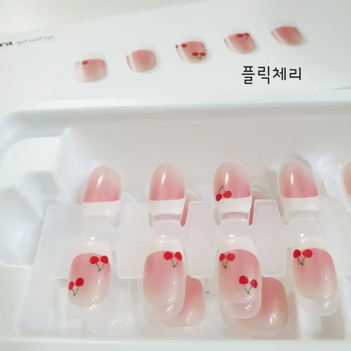 오호라 젤네일팁 선셋스파클링 로지 플릭체리 프렌치 레든 미사용