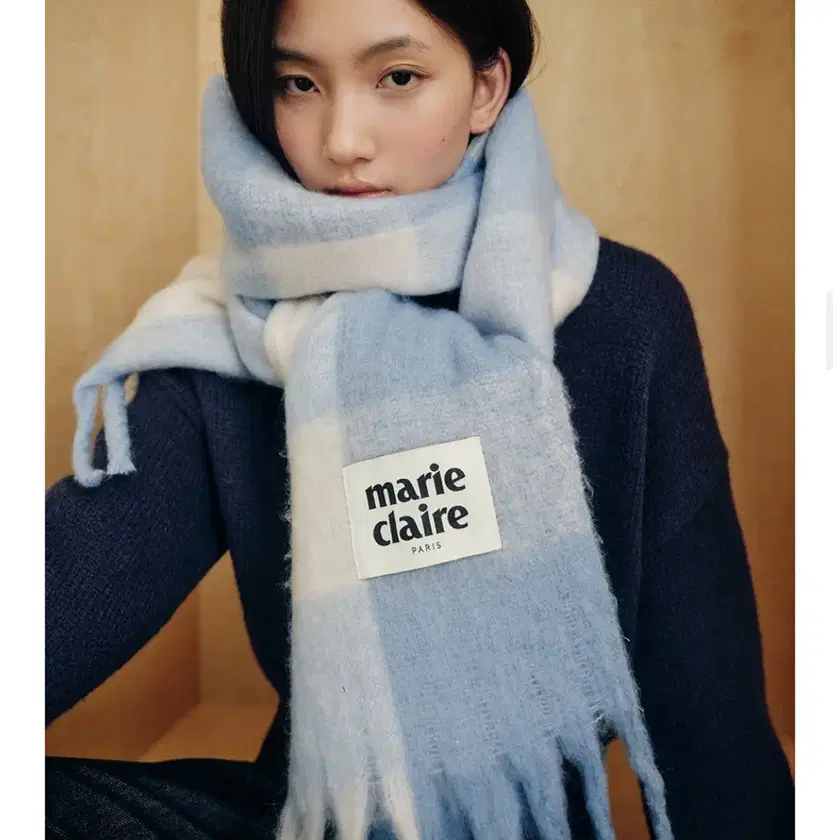 Marie Claire Cotton Candy Check Scarf Yellow Sky Blue on