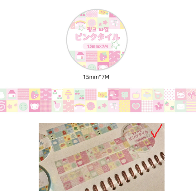 [Ding] Hmmnyanya_Pink Tile Masking Tape Matething /Dakku Stationery Subdivision