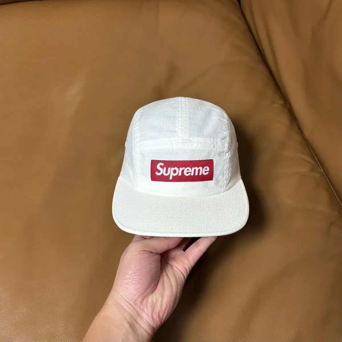 Supreme 슈프림 캠프캡 모자 (Jacquard Logo White)