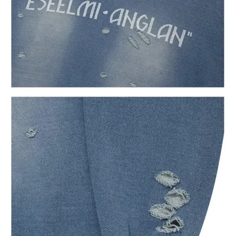 앵글런X ESEELMI] Damage Denim Washed 후디