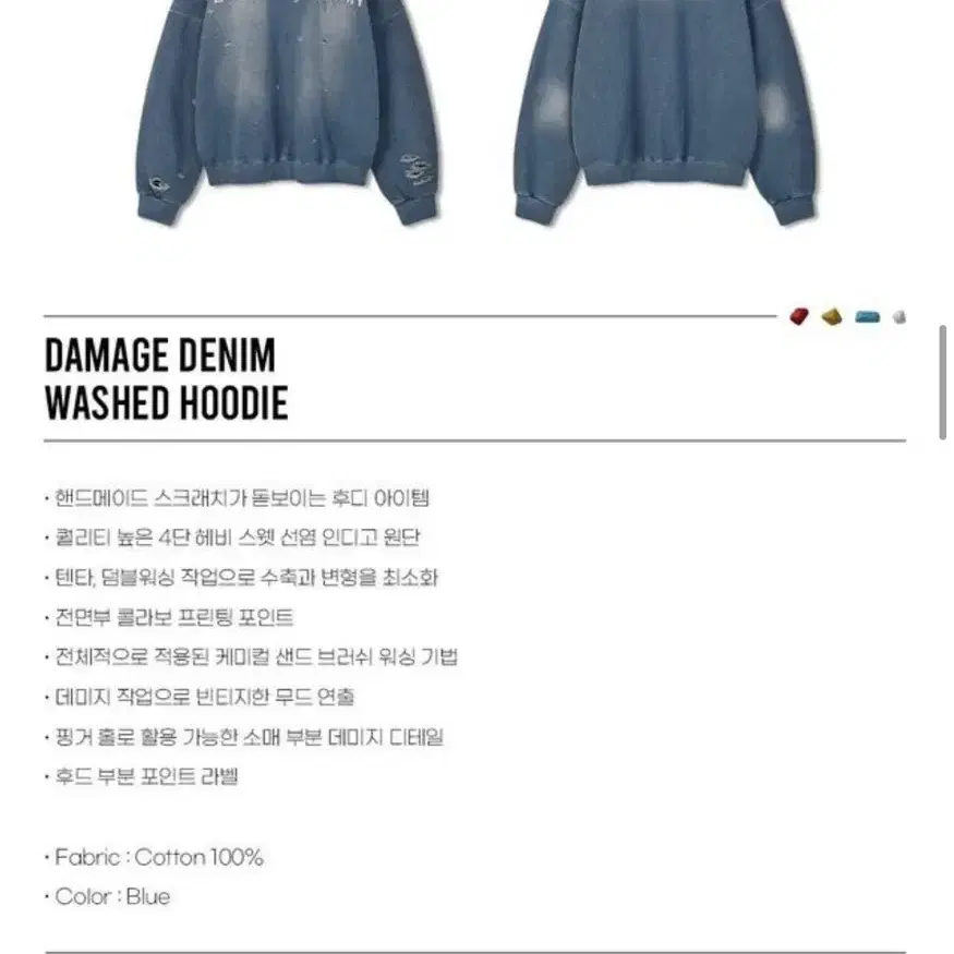 앵글런X ESEELMI] Damage Denim Washed 후디