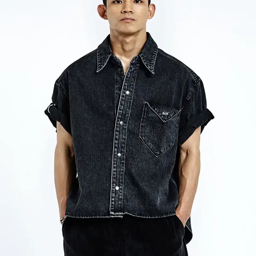 51퍼센트/Triangle denim Half shirt