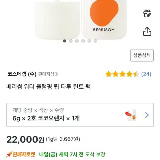 베리썸 워터 플럼핑 립 타투 틴트 팩2종