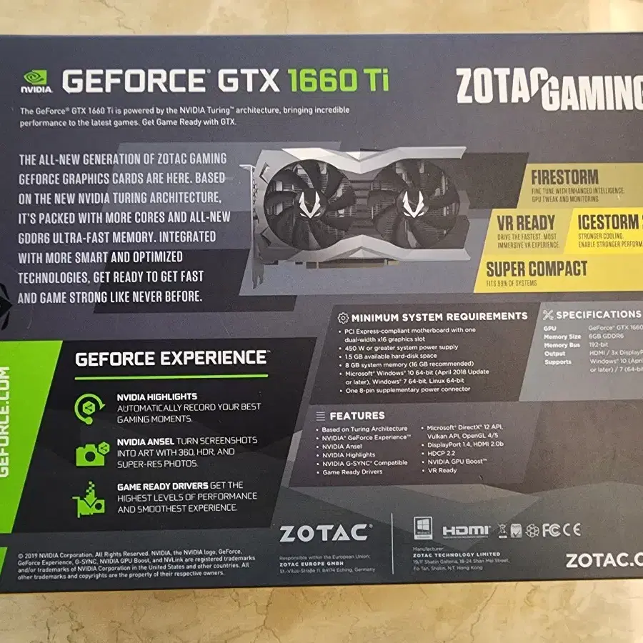 Zotac Gtx 1660 ti 그래픽카드 판매합니다