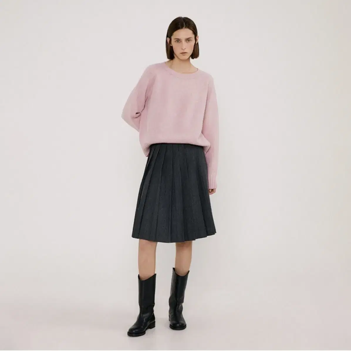 아쎄르 hacer Wool Pleats Skirt m 울스커트