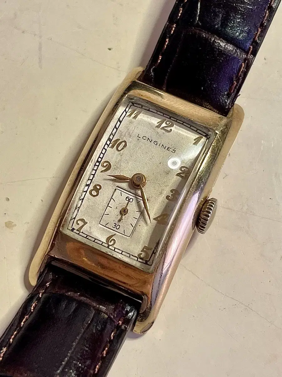 1930년대 빈티지 론진 사각 탱크 도금 수동 시계 LONGINES