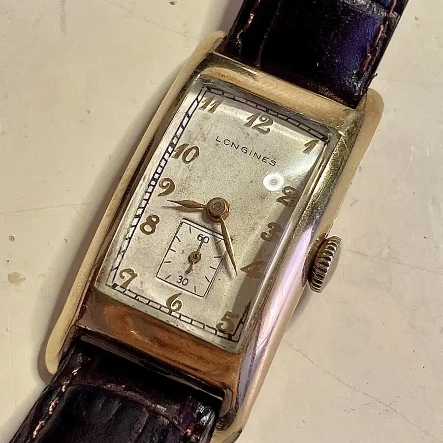 1930년대 빈티지 론진 사각 탱크 도금 수동 시계 LONGINES