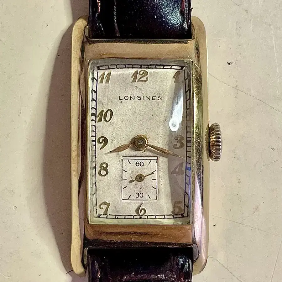 1930년대 빈티지 론진 사각 탱크 도금 수동 시계 LONGINES