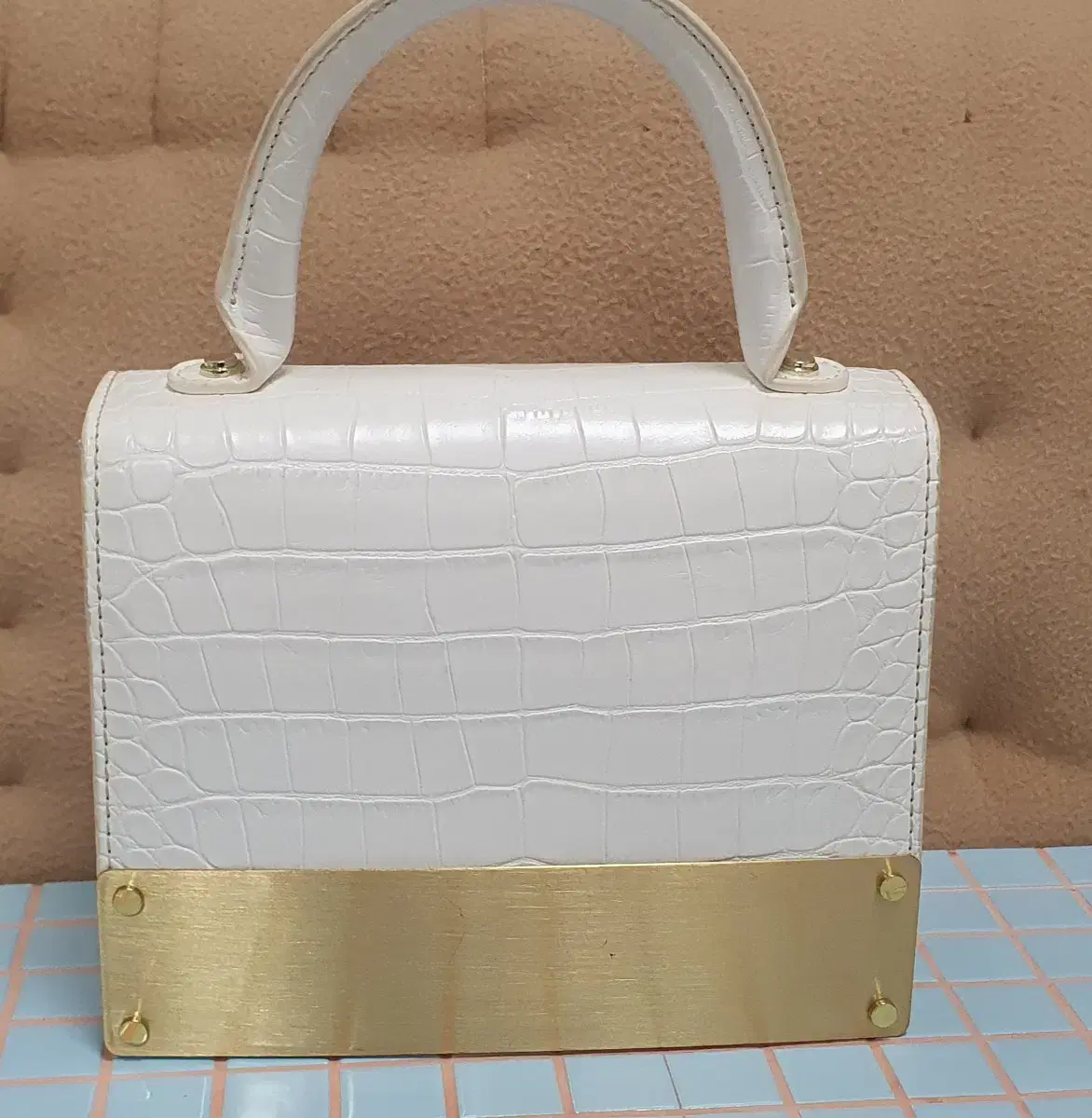 Modern Crocodile Ivory Handbag