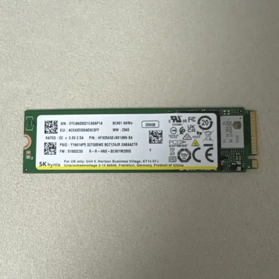 SK하이닉스 BC901 M.2 NVMe 256GB 벌크 SSD