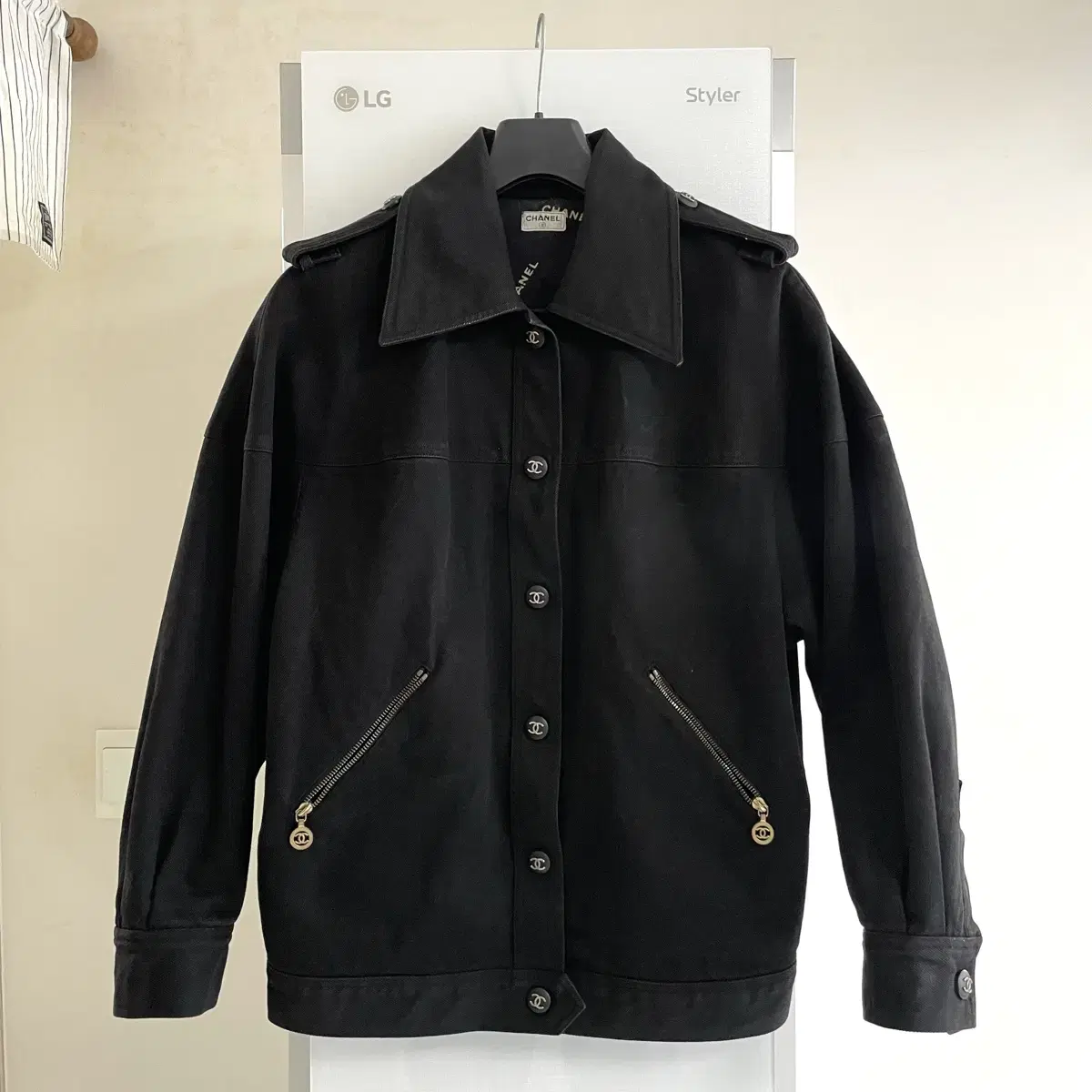 80s CHANEL Vintage Black Denim Jacket