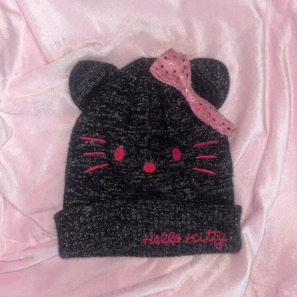 Key Item) Hello Kitty Winter Beanie Vintage Girl Pink Parasol Mine