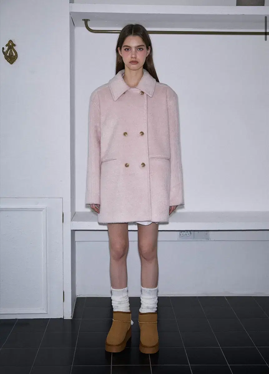 로제프란츠 High Neck Half Coat Pink