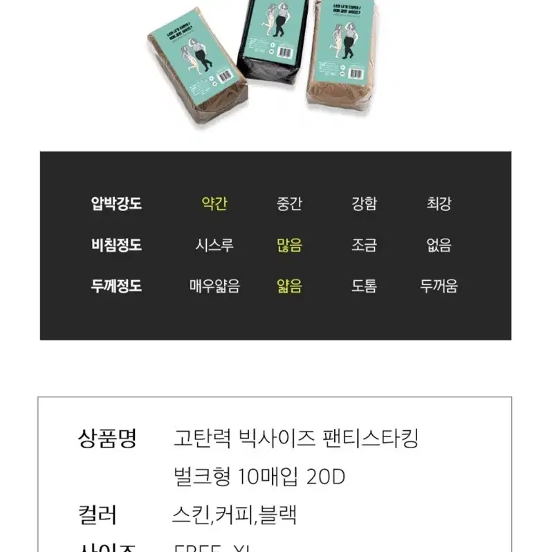 마른파이브 고탄력 스타킹 20D 벌크형 스킨 XL 5개 일괄