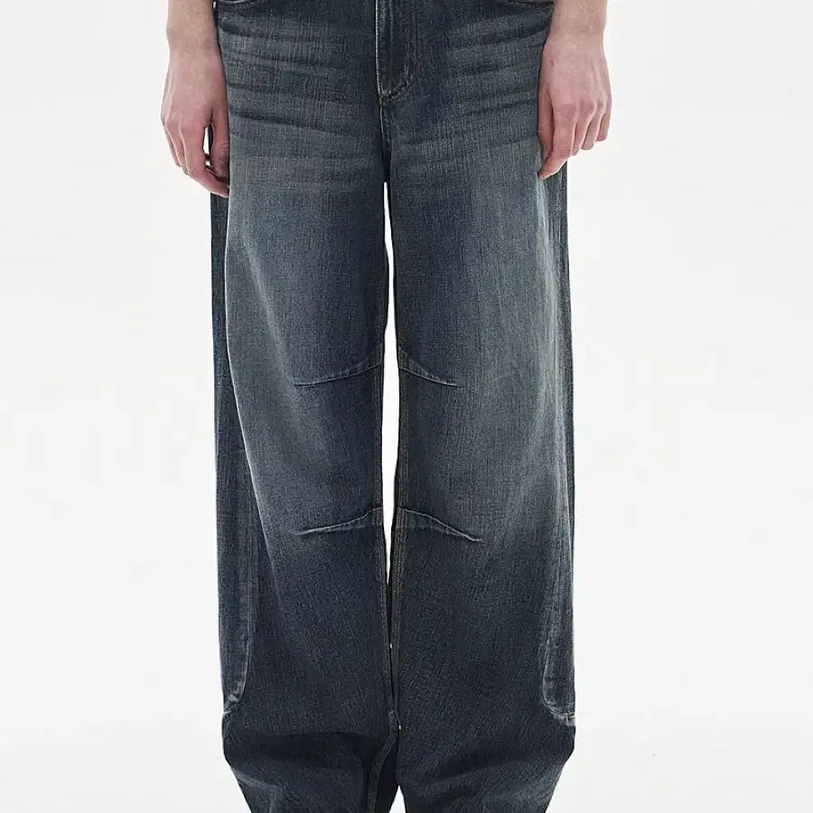 노운 curved line denim pants (mid blue)