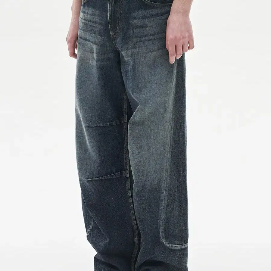 노운 curved line denim pants (mid blue)