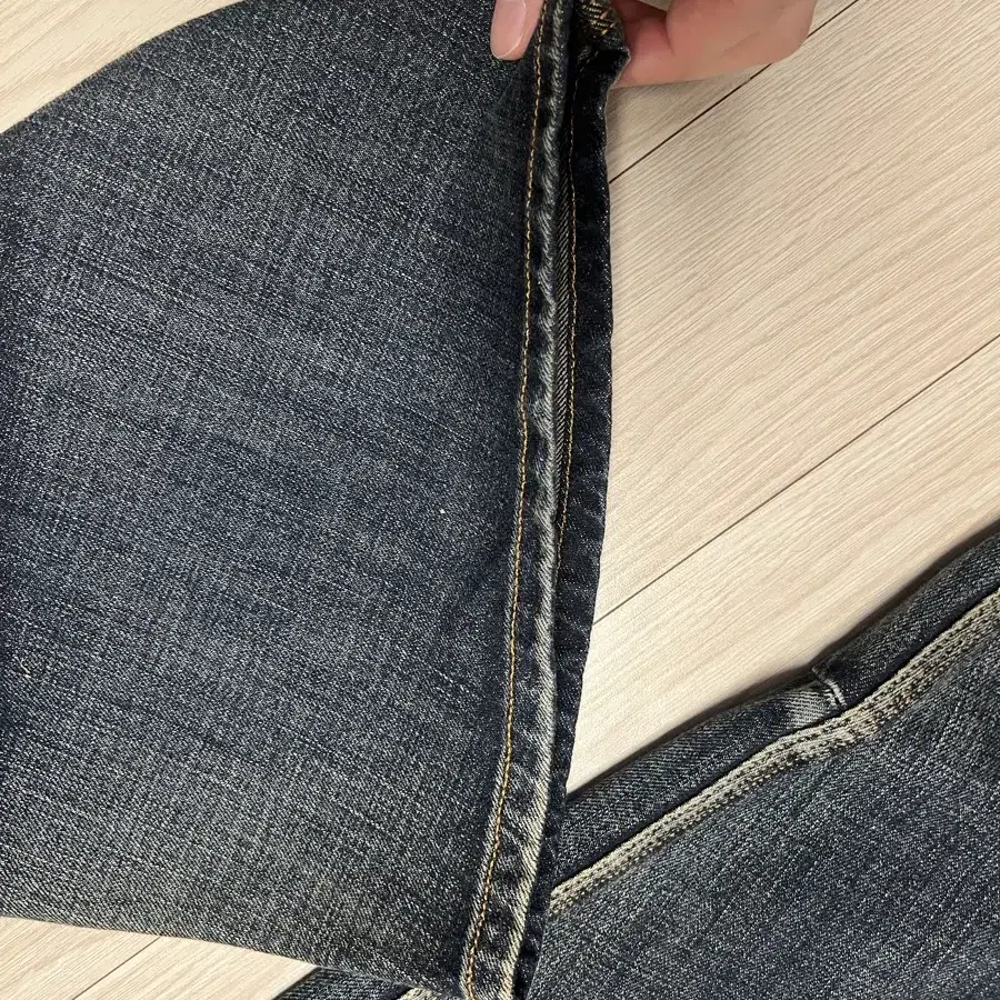 노운 curved line denim pants (mid blue)