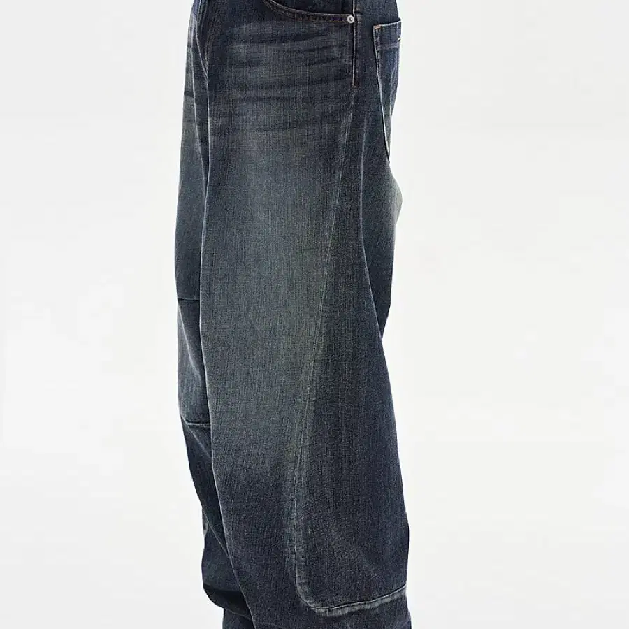 노운 curved line denim pants (mid blue)