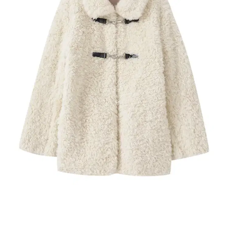 ETMON 에트몽 Buckle Fur Half Coat, Ivory