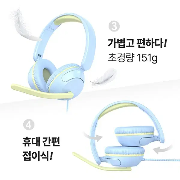 청력보호 85dB C타입 어학용 붐마이크 헤드셋 블루