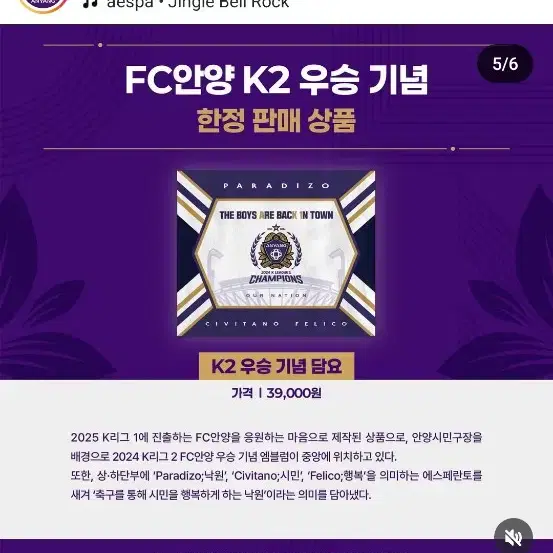 FC안양 우승 굿즈 구매합니다