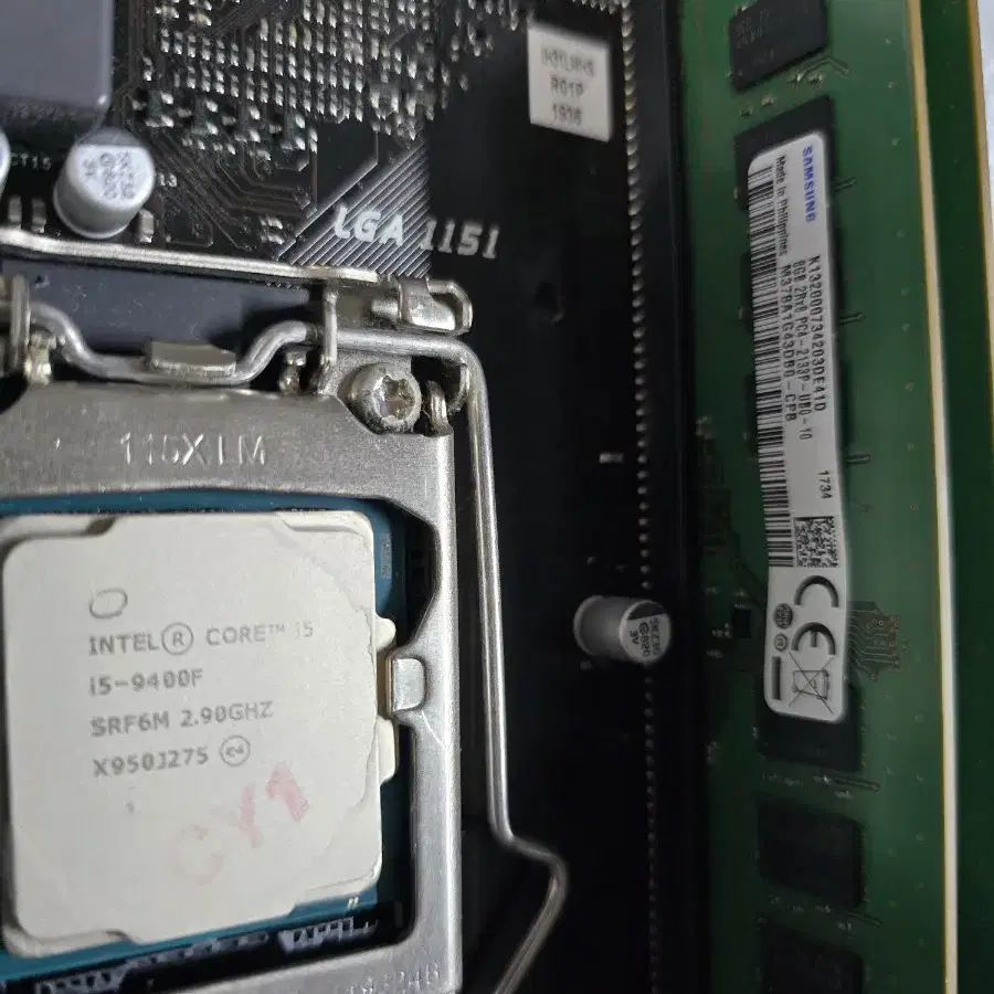 PC부품 CPU I5 9400F + M/B + RAM DDR4 16G