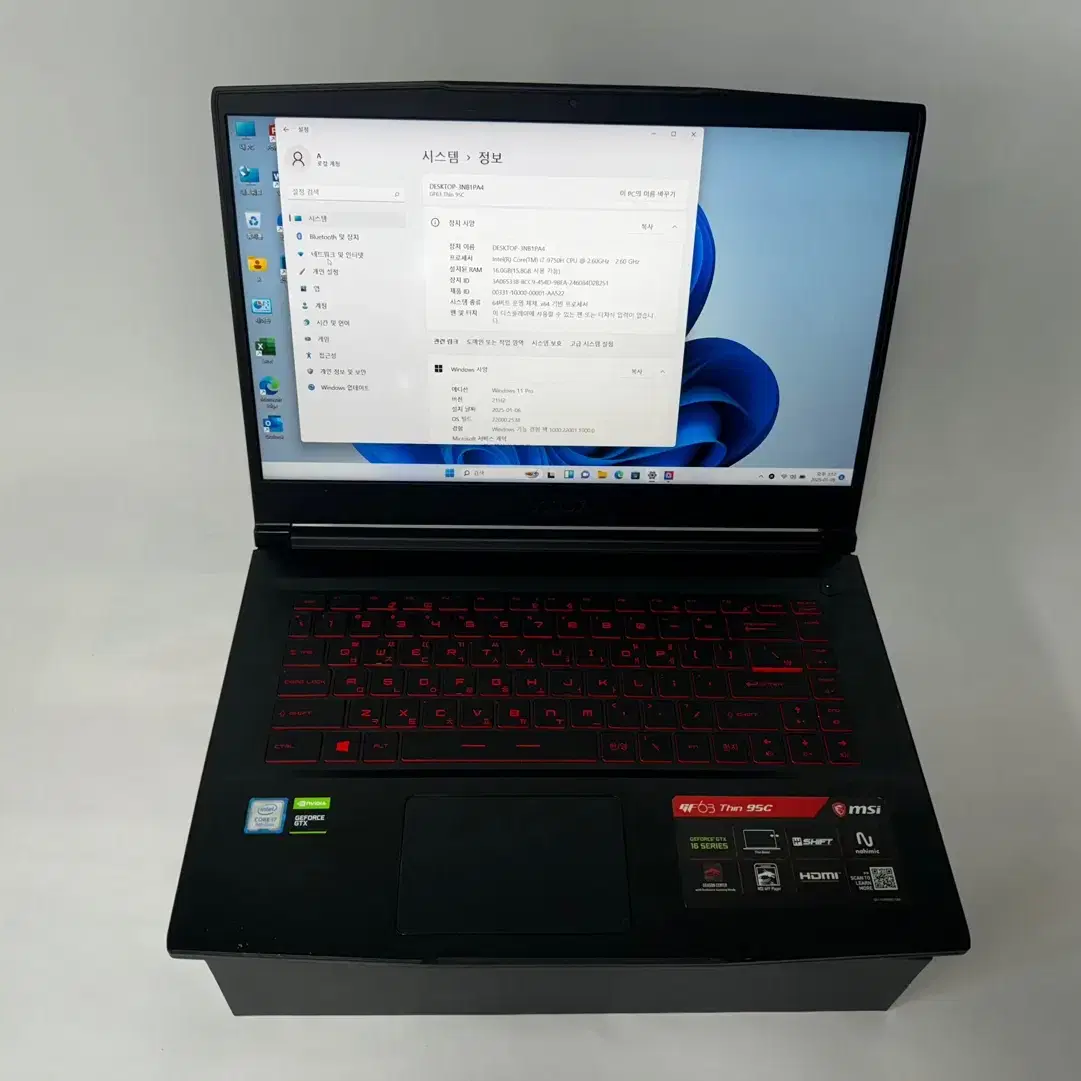 MSI 게이밍노트북 i7 9750 16G 1650 500G GF63