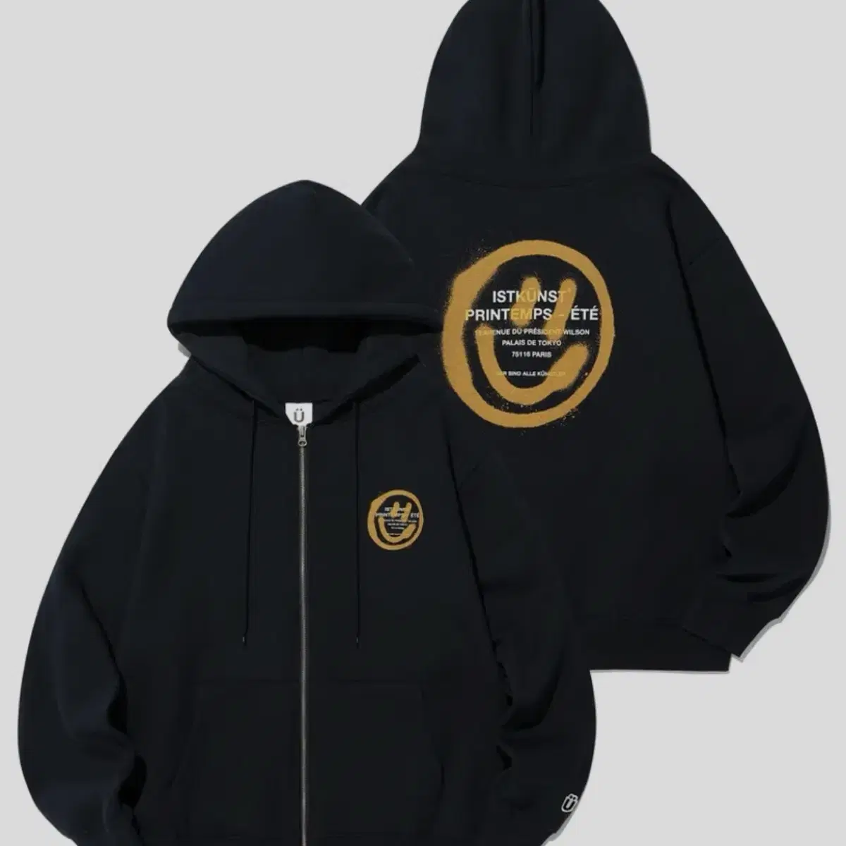 이스트쿤스트 LOGO & SMILEY HOOD ZIP UP (NAVY)