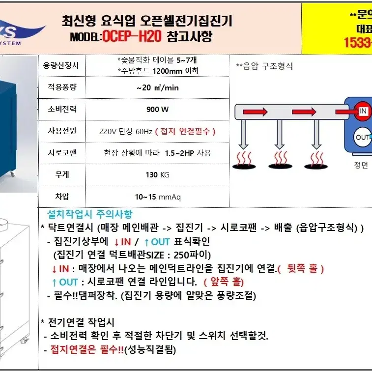 이오시스 오픈셀 집진기 (H20, H30 각 1대)