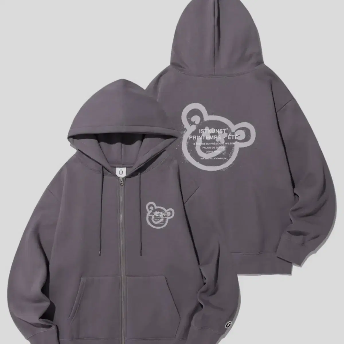 이스트쿤스트 BEAR & SMILEY HOOD ZIP UP (PURPLE