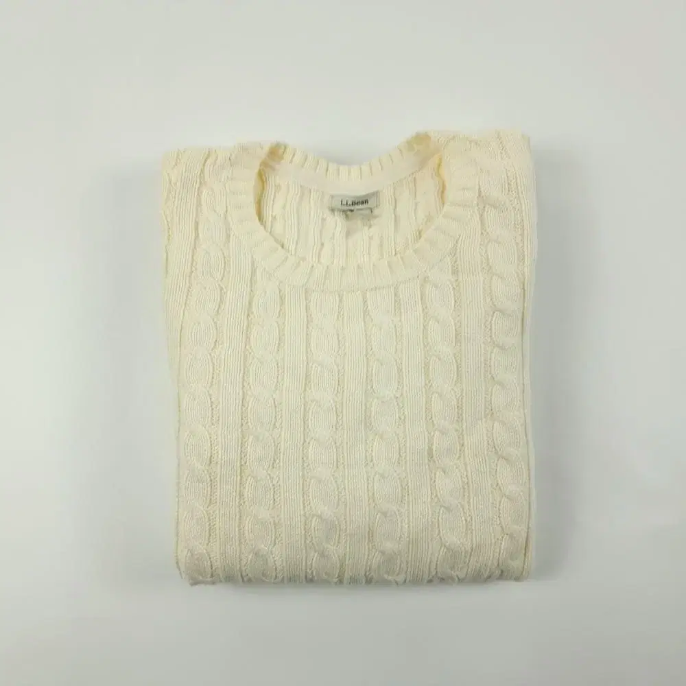 (CS653)XL 엘엘빈 꽈배기 아이보리 케이블 니트 스웨터knit