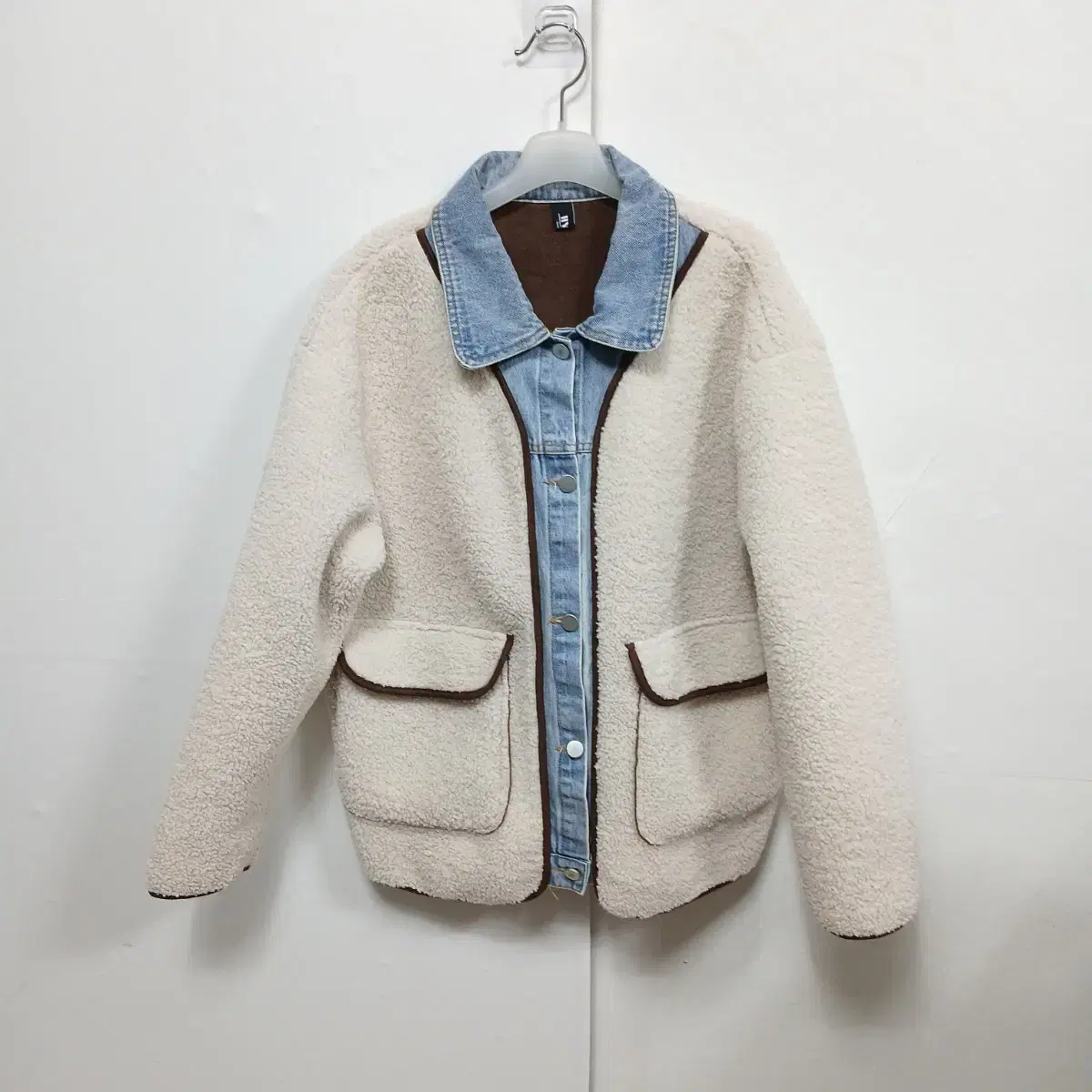 Blue jacket with trim, puff sleeve jacket 77-88 New