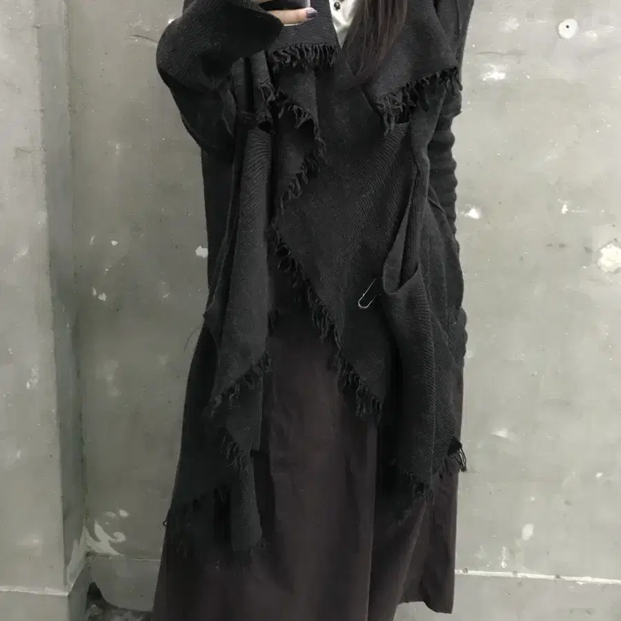 Yohji yamamoto 요지야마모토 언발란스 프린지 울 니트