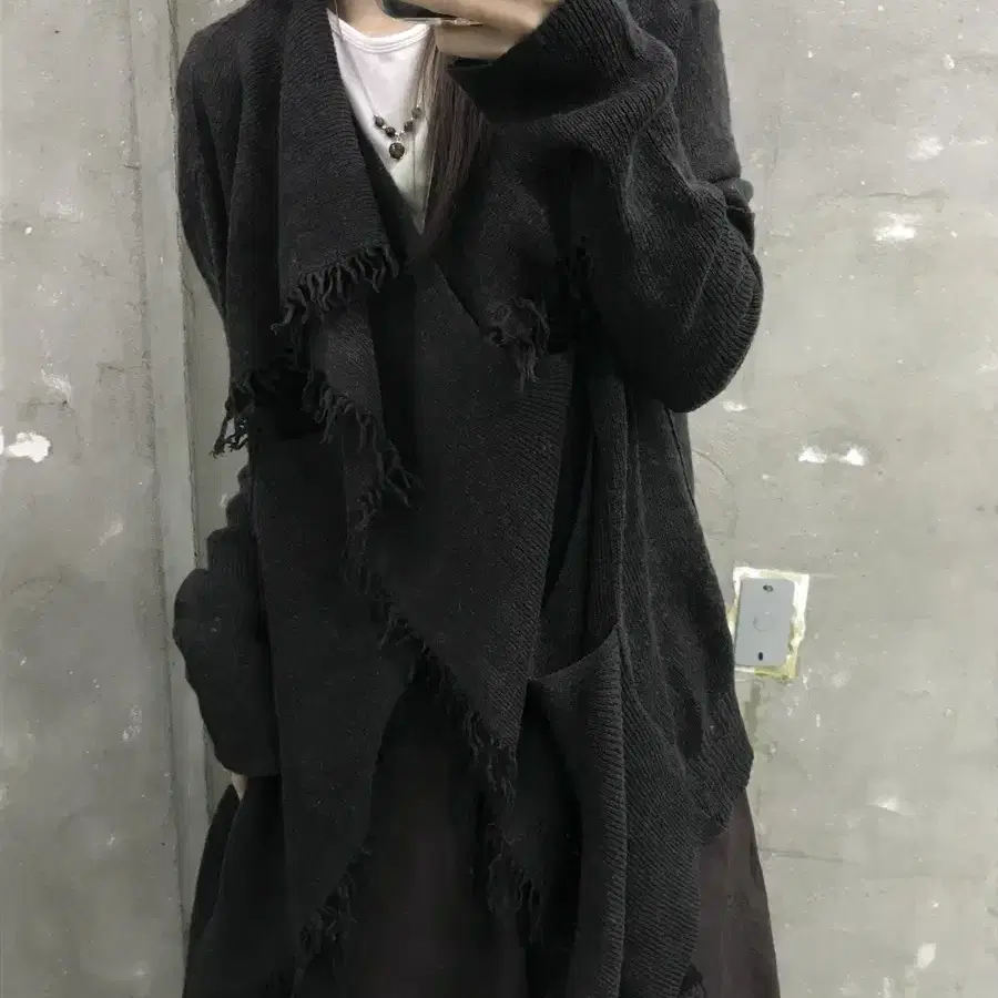 Yohji yamamoto 요지야마모토 언발란스 프린지 울 니트