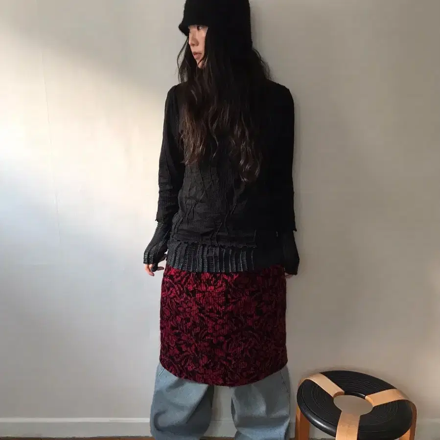 vintage corduroy pattern skirt