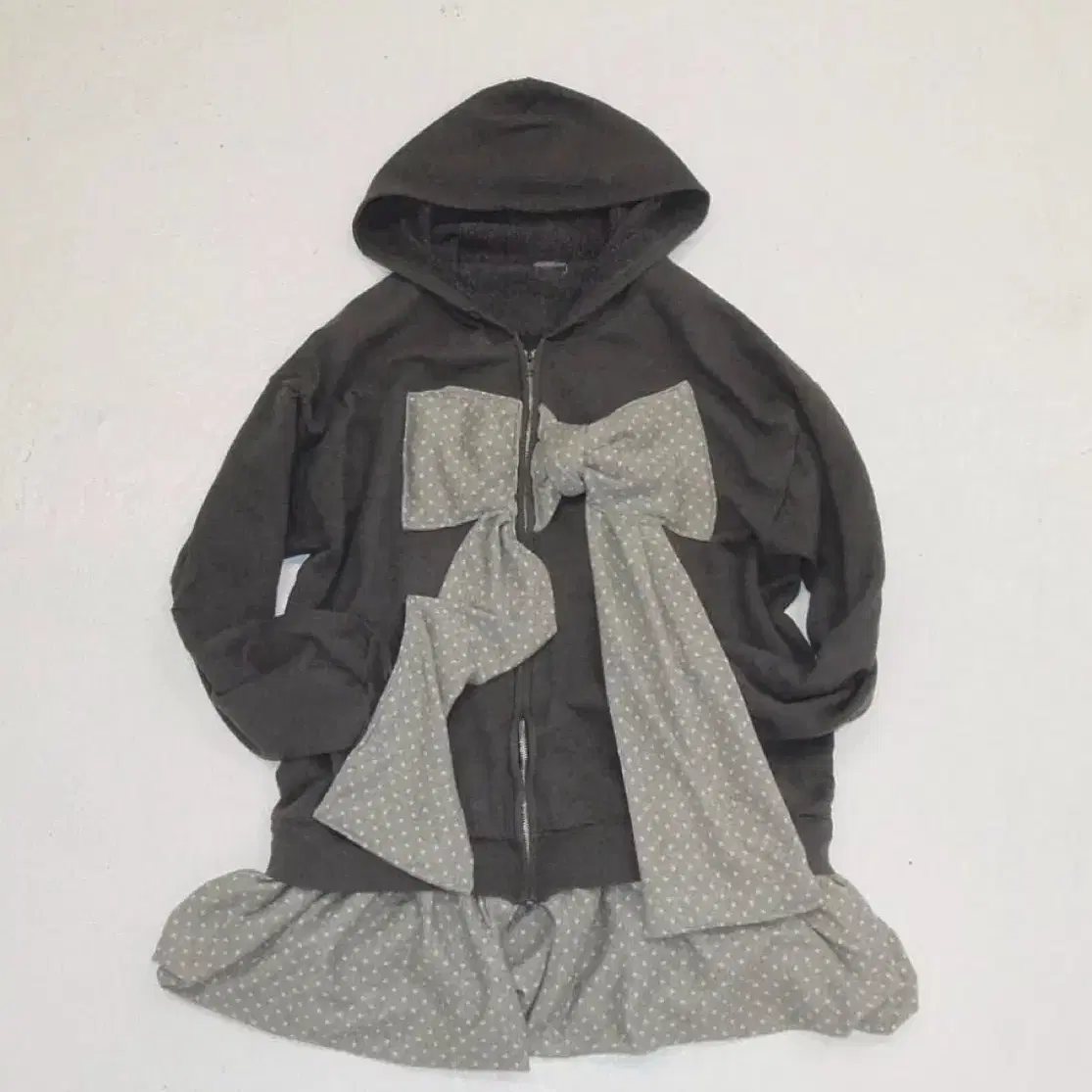 일본 빈티지)balloon skirt ribbon zip hoodie