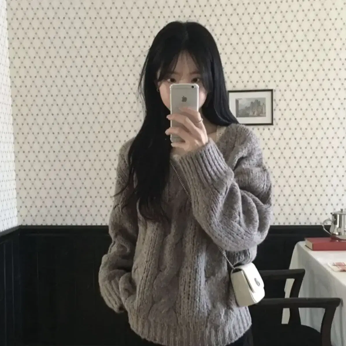 gray cozy knit