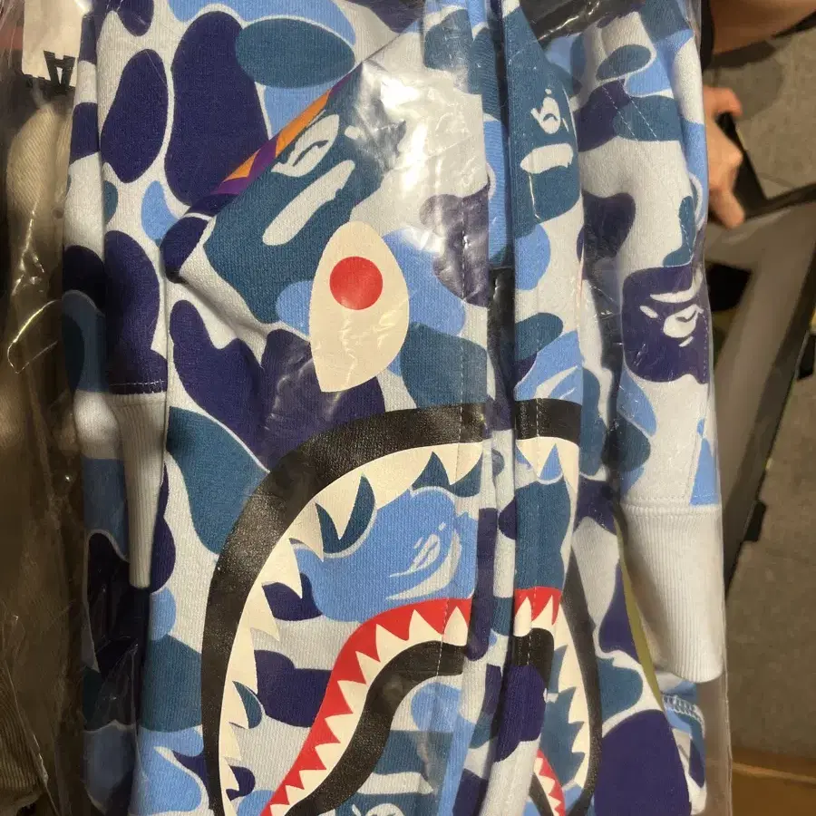 베이프 BAPE 카모 샤크 후드집업 블루 160